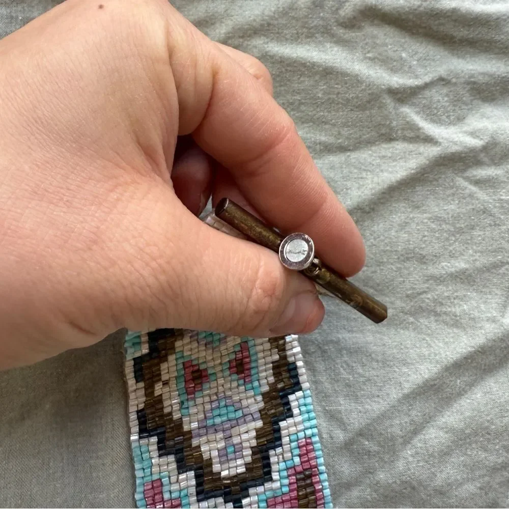Y2K Handmade Tribal Inspired Beaded Woven Bracelet with Magnet Closure